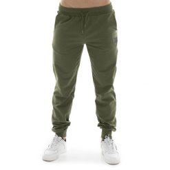 Spodnie dresowe z bawełna z kieszenie na trening. Zielone buty sportowe męskie LEONE 1947 APPAREL, bez wzorów, z bawełny, na fitness i siłownię. W wyprzedaży za 117.88 zł.