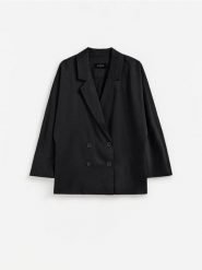Marynarka oversize z lyocellu - czarny. Czarne żakiety damskie Reserved, l, bez wzorów, z lyocellu. Za 199.99 zł.