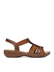 Rieker Sandały CEO-60809-24 Brązowy. Brązowe sandały damskie Rieker, bez wzorów, ze skóry, bez obcasa, na płaskiej podeszwie, bez zapięcia. Za 299.99 zł.