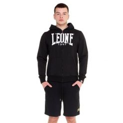 Bluza z bawełna z kaptur na siłownia na czas wolny. Białe bluzy męskie LEONE 1947 APPAREL, bez wzorów, z bawełny, bez kaptura, na fitness i siłownię. W wyprzedaży za 151.56 zł.