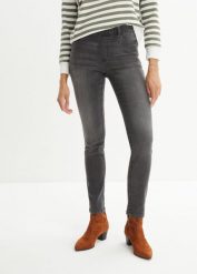Jegginsy Mid Waist. Niebieskie legginsy damskie bonprix, bez wzorów, z jeansu. Za 97.99 zł.