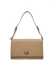 Calvin Klein Torebka Ck Elongated Shoulder Bag K60K612807 Beżowy. Brązowe torebki do ręki damskie Calvin Klein, bez wzorów, ze skóry, bez dodatków. Za 309.99 zł.