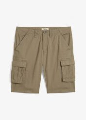 Bermudy bojówki z czystej bawełny, relaxed fit. Zielone szorty męskie bonprix, m, bez wzorów, z bawełny. Za 114.99 zł.