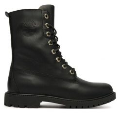 Trzewiki Timberland. Czarne botki damskie Timberland, bez obcasa, na płaskiej podeszwie, bez zapięcia. Za 899.99 zł.