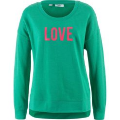 Bluza z nadrukiem bonprix szmaragdowy z nadrukiem. Zielone bluzy damskie bonprix, z nadrukiem. Za 27.99 zł.