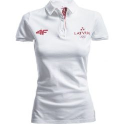 Koszulka polo damska Łotwa Pyeongchang 2018 TSD801 - biały. Białe bluzki damskie 4f, z bawełny, polo. W wyprzedaży za 79.99 zł.