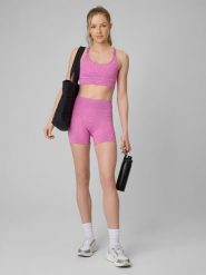 4F Spodenki treningowe bezszwowe damskie - różowe M/L. Czerwone szorty damskie 4f, l, bez wzorów, z dzianiny, biznesowe, z podwyższonym stanem. Za 119.99 zł.