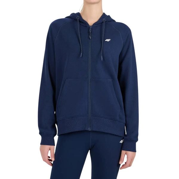 Bluza damska 4F z kapturem, regular fit. Niebieskie bluzy damskie 4f, m, bez wzorów, z bawełny, z kapturem. Za 120.99 zł.