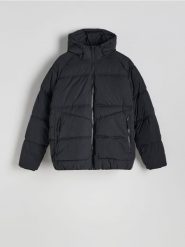 Kurtka z kapturem - czarny. Czarne kurtki męskie Reserved, l, bez wzorów, z kapturem. W wyprzedaży za 99.99 zł.