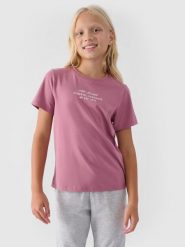 4F T-shirt z nadrukiem dziewczęcy - różowy 122 (6-7 lat). Czerwone t-shirty i topy dla dziewczynek 4f, bez wzorów, z bawełny, bez ramiączek. W wyprzedaży za 19.99 zł.