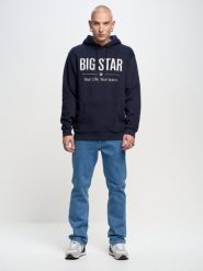 Bluza męska z kapturem z logo BIG STAR granatowa Ashlyno 403. Niebieskie bluzy męskie Big Star, l, z aplikacjami, z dzianiny, z kapturem. W wyprzedaży za 229.99 zł.