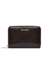 Calvin Klein Portfel Foil Glossy Square Zip Around LV04F1201G Brązowy. Brązowe portfele damskie Calvin Klein, bez wzorów, ze skóry. Za 249.99 zł.
