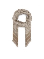 Calvin Klein Chusta Emblem Aop Jacquard Square Scarf LV04F8080G Beżowy. Brązowe czapki i kapelusze damskie Calvin Klein, bez wzorów. Za 289.99 zł.