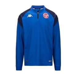 Treningowy top Tunisie Ablas Pro 7 2024. Niebieskie bluzy męskie Kappa, bez wzorów, bez kaptura. W wyprzedaży za 259.95 zł.