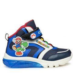 Sneakersy Geox. Niebieskie trampki i tenisówki chłopięce Geox, bez wzorów, bez zapięcia. Za 269.99 zł.
