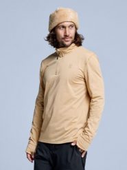 Bluza narciarska - Męska - Arctic 2.0 - Warm Sand. Brązowe bluzy męskie POEDERBAAS, na zimę, m, bez wzorów, z elastanu, bez kaptura. Za 177.72 zł.