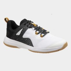 Buty do piłki ręcznej Atorka H300. Białe obuwie sportowe damskie KIPSTA, bez wzorów, z gumy, na fitness i siłownię. Za 149.99 zł.