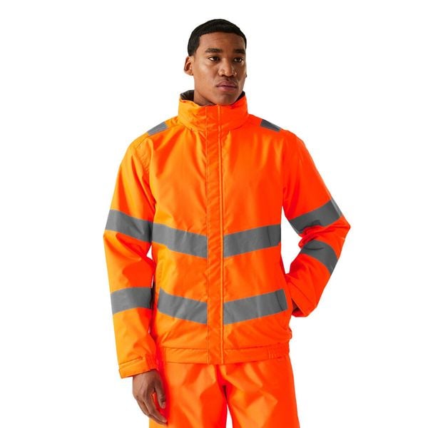Męska Kurtka Pro Contract Dover HiVis Jacket. Brązowe kurtki męskie Regatta, l, z aplikacjami, z materiału, z kapturem. Za 179.99 zł.