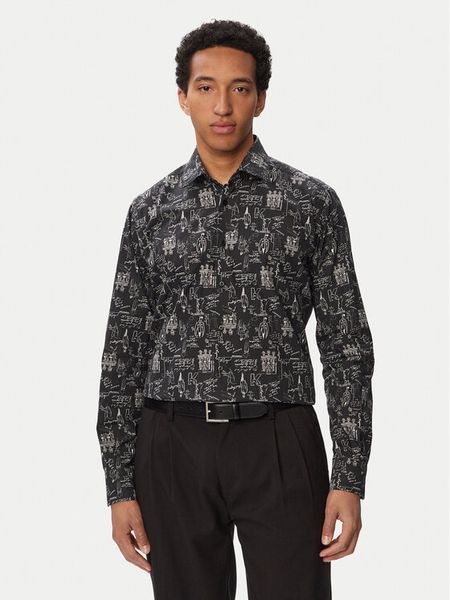 KARL LAGERFELD Koszula 605000 563613 Czarny Regular Fit. Czarne koszule męskie KARL LAGERFELD, m, bez wzorów, z bawełny, bez kołnierzyka, bez ramiączek. Za 699.99 zł.