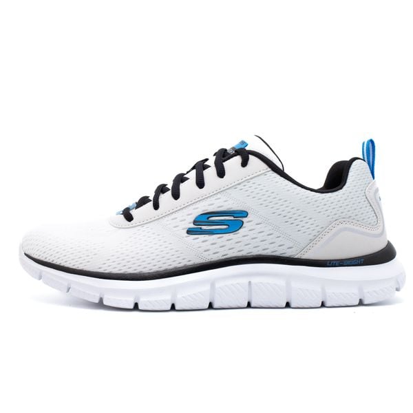 Buty do chodzenia męskie Skechers Track-ripkent. Białe buty sportowe męskie Skechers, z materiału, bez zapięcia, na fitness i siłownię. Za 262.00 zł.