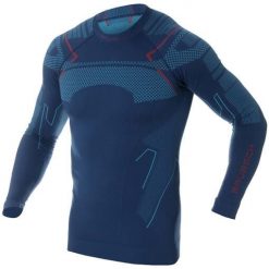 Bluza turystyczna męska Brubeck Thermo LS13040A. Niebieskie bluzy męskie Brubeck, m, bez wzorów, z elastanu, bez kaptura. Za 194.00 zł.