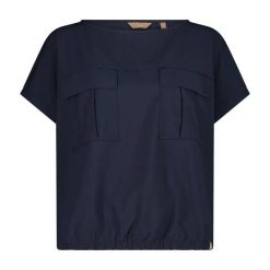 T-shirt z rozciągliwego poliestru z kieszeniami damski CMP. Czarne t-shirty damskie CMP, l, bez wzorów, z materiału, sportowe, bez kołnierzyka. Za 195.00 zł.