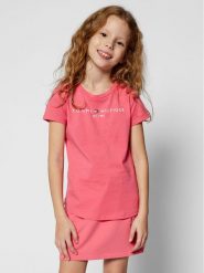 Tommy Hilfiger T-Shirt Essential Tee KG0KG05242 D Różowy Regular Fit. Czerwone t-shirty i topy dla dziewczynek Tommy Hilfiger, bez wzorów, z bawełny, bez ramiączek. Za 149.99 zł.