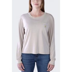 Koszulka bawełniana damska z długim rękawem Carhartt Lightweight Pocket. Brązowe koszulki sportowe damskie Carhartt, xs, bez wzorów, z bawełny, sportowe, bez kołnierzyka. Za 159.99 zł.