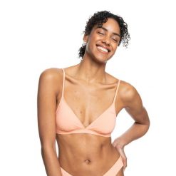 Góra od stroju kąpielowego ROXY Beach Classics TRI. Brązowe bikini damskie Roxy, xs, bez wzorów. Za 53.99 zł.