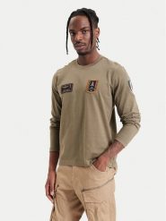 Aeronautica Militare Longsleeve 262TS2568UJ00703 Khaki Regular Fit. Brązowe bluzki z długim rękawem męskie Aeronautica Militare, m, bez wzorów, z bawełny, bez kołnierzyka. Za 499.99 zł.