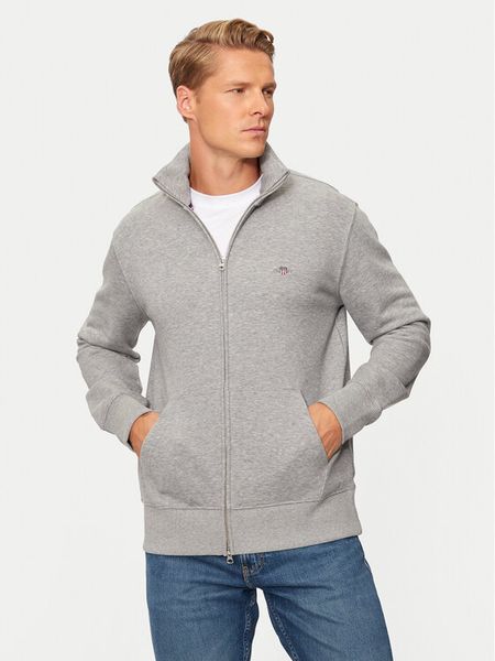 Gant Bluza Shield 2008006 Szary Regular Fit. Szare bluzy męskie GANT, m, bez wzorów, z bawełny, bez kaptura. Za 489.99 zł.