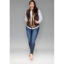 Pikowana metaliczna kamizelka na wiosnę PLUS SIZE wiosna. Kardigany damskie marki Moda Size Plus Iwanek. W wyprzedaży za 79.00 zł.