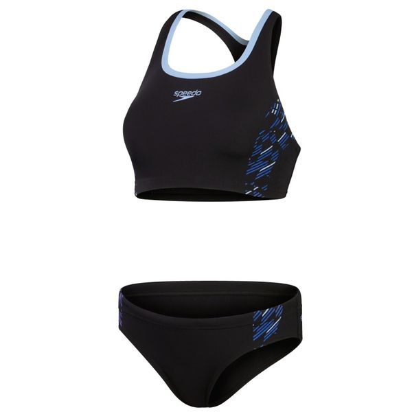 Strój kąpielowy dwuczęściowy damski Speedo Placement 2 Piece. Czarne bikini damskie Speedo, s, bez wzorów, z materiału, sportowe, do pływania. Za 260.15 zł.