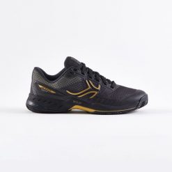 Buty do tenisa TS990 damskie na mączkę ceglaną. Czarne obuwie sportowe damskie ARTENGO, bez wzorów, z kauczuku, tenisowe. Za 329.99 zł.