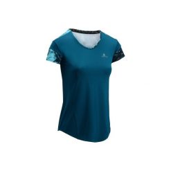 Koszulka kardio 500. Niebieskie t-shirty damskie DOMYOS, z klasycznym kołnierzykiem. W wyprzedaży za 24.99 zł.