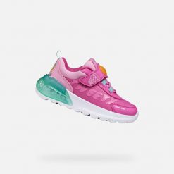 Buty GEOX J ACTIVART ILLUMINUS Rose. Czerwone obuwie sportowe damskie Geox, bez wzorów, z syntetyku, na fitness i siłownię. Za 233.99 zł.