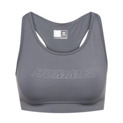 Biustonosz dla kobiet Hummel Te Fundamental. Szare biustonosze Hummel, bez wzorów, z dżerseju, bez kołnierzyka, bez ramiączek, do piłki nożnej. Za 139.00 zł.