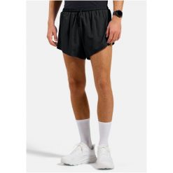 Spodenki męskie Odlo Split short ZEROWEIGHT 3 INCH. Czarne krótkie spodenki sportowe męskie Odlo, l, bez wzorów, z elastanu, do biegania. Za 239.99 zł.