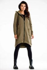 Długa bluza damska z kapturem i kieszeniami khaki. Brązowe bluzy damskie Infinite You, l, bez wzorów, z bawełny, z kapturem. Za 299.00 zł.
