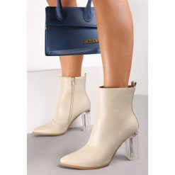 Beżowe Botki Caedence. Brązowe botki damskie Renee, na jesień, z materiału, eleganckie, ze szpiczastym noskiem, bez obcasa, na obcasie, bez zapięcia. Za 79.99 zł.