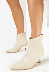 Beżowe Botki na Metalicznym Obcasie Kaczuszka Lechana. Brązowe botki damskie Born2be, z jeansu, eleganckie, bez obcasa, na obcasie, bez zapięcia. Za 89.99 zł.