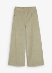 Spodnie sztruksowe high-waist z mieszanki bawełny. Brązowe spodnie materiałowe damskie bonprix, bez wzorów, z bawełny, z podwyższonym stanem. Za 117.99 zł.