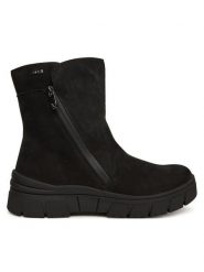 Caprice Botki 9-26437-41 Czarny. Czarne botki damskie Caprice, ze skóry, bez obcasa, na płaskiej podeszwie, bez zapięcia. Za 529.99 zł.
