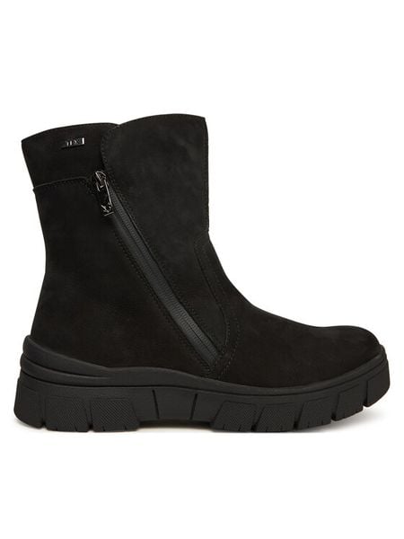 Caprice Botki 9-26437-41 Czarny. Czarne botki damskie Caprice, ze skóry, bez obcasa, na płaskiej podeszwie, bez zapięcia. Za 399.99 zł.