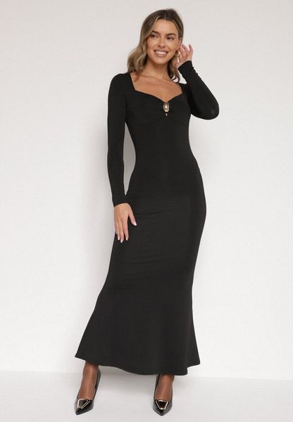 Czarna Sukienka z Wiskozą Ozdobiona Metalową Klamrą Refira. Czarne sukienki damskie Born2be, na co dzień, s, bez wzorów, z wiskozy, eleganckie, bez kołnierzyka, bez ramiączek, proste. Za 129.99 zł.