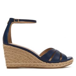 Espadryle LAUREN RALPH LAUREN. Niebieskie sandały damskie Lauren Ralph Lauren, bez wzorów, bez obcasa, bez zapięcia. Za 769.99 zł.