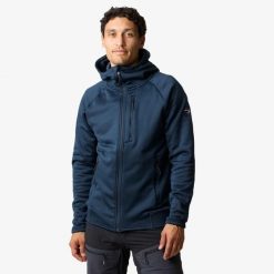 Bluza polarowa turystyka męska Swedemount Lofoten Tech Stretch Hood. Niebieskie bluzy męskie SWEDEMOUNT, na zimę, m, bez wzorów, z polaru, bez kaptura. Za 260.00 zł.