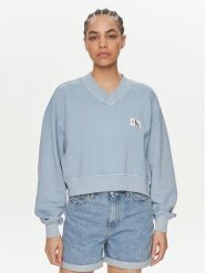 Calvin Klein Jeans Bluza J20J223079 Niebieski Relaxed Fit. Niebieskie bluzy damskie Calvin Klein Jeans, xs, bez wzorów, z bawełny, bez kaptura. Za 299.99 zł.