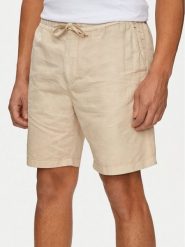 Pepe Jeans Szorty materiałowe Relaxed Linen Smart Shorts PM801093 Beżowy Regular Fit. Brązowe szorty męskie Pepe Jeans, m, bez wzorów, z jeansu. Za 369.99 zł.