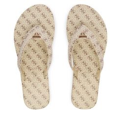 Japonki Guess. Brązowe klapki damskie Guess, z aplikacjami, bez obcasa. Za 245.99 zł.